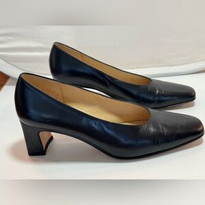 Amalfi Black Leather Block Heel Pumps (Nordstrom Exclusive) 6.5 Flight Attendant
